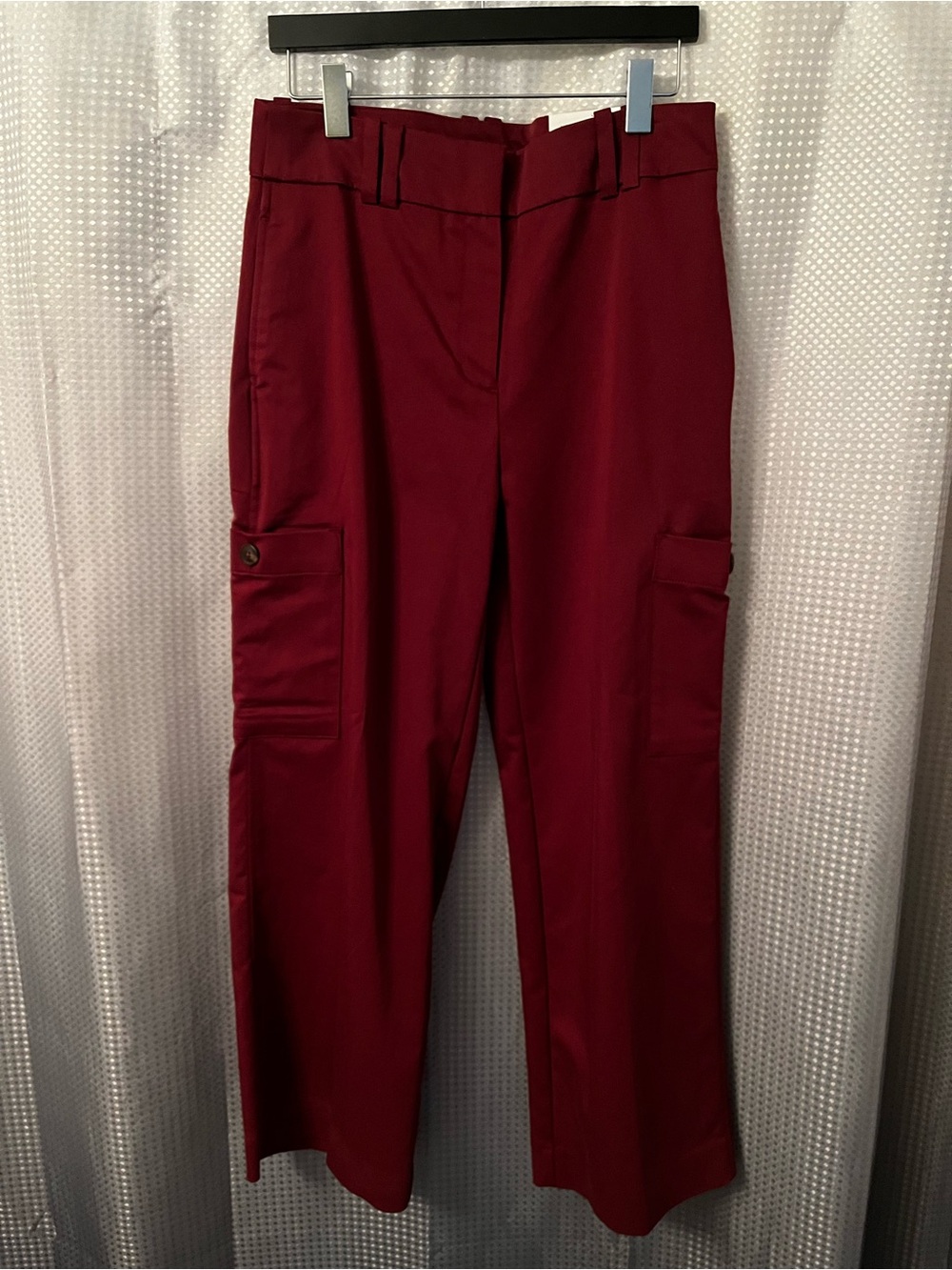 Chico's Wide-Leg Cargo Pants in Deep Burgundy